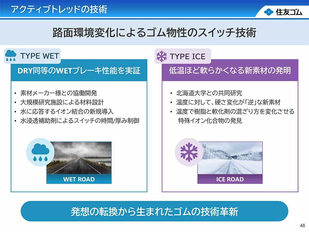 濡れた路面や冷えた路面で柔らかくなることでグリップ性能が向上する革新的なタイヤ! ダンロップが開発した「アクティブトレッド」技術とは?