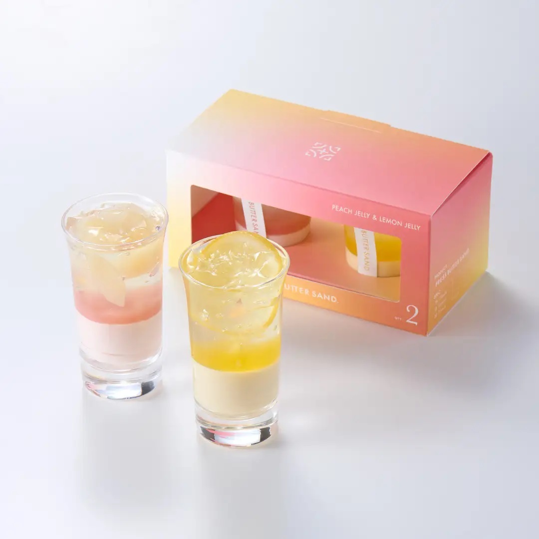 お中元にもお勧めの夏限定「PRESS BUTTER SAND」新商品が登場!甘酸っぱい桃の「バターサンド〈桃〉」「バターアイスクリーム〈桃〉」ブランド初展開の「3層のフルーツジュレセット〈桃・檸檬〉」