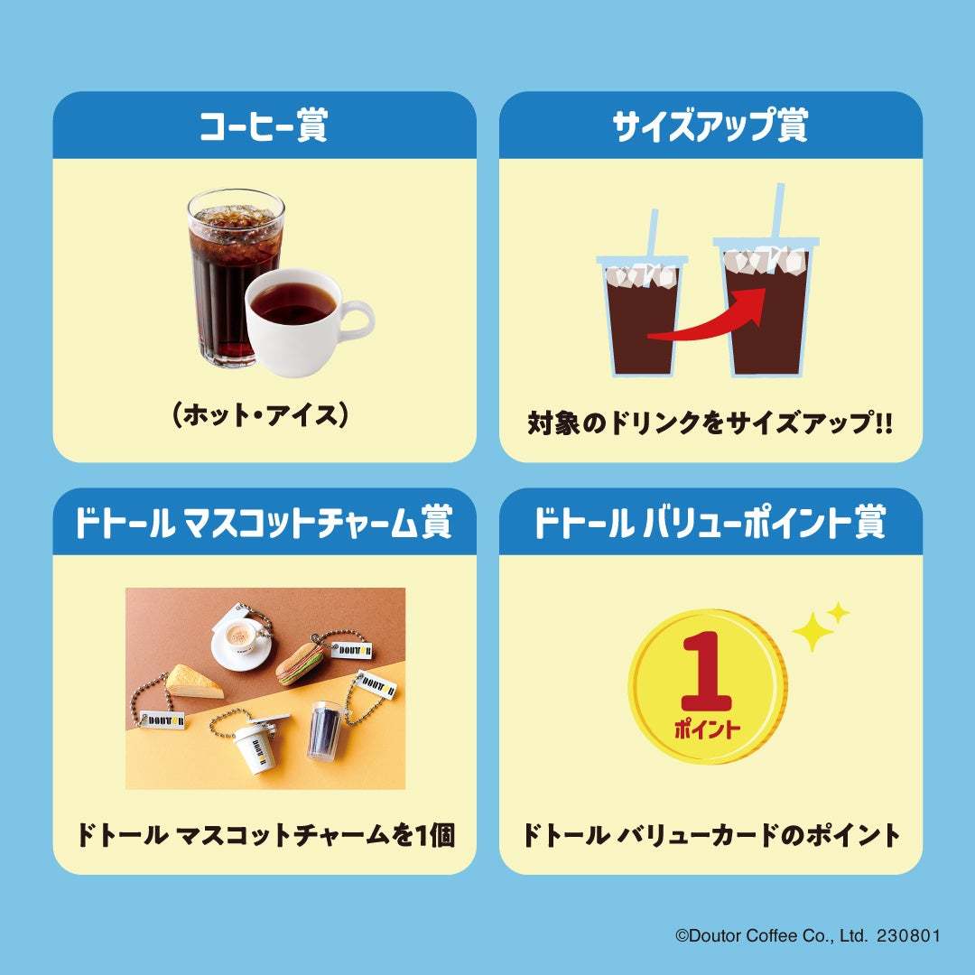 ドトール バリューカード「サマーバリューくじキャンペーン」を開催 ドトールコーヒーショップ、エクセルシオール カフェ等で8月1日より