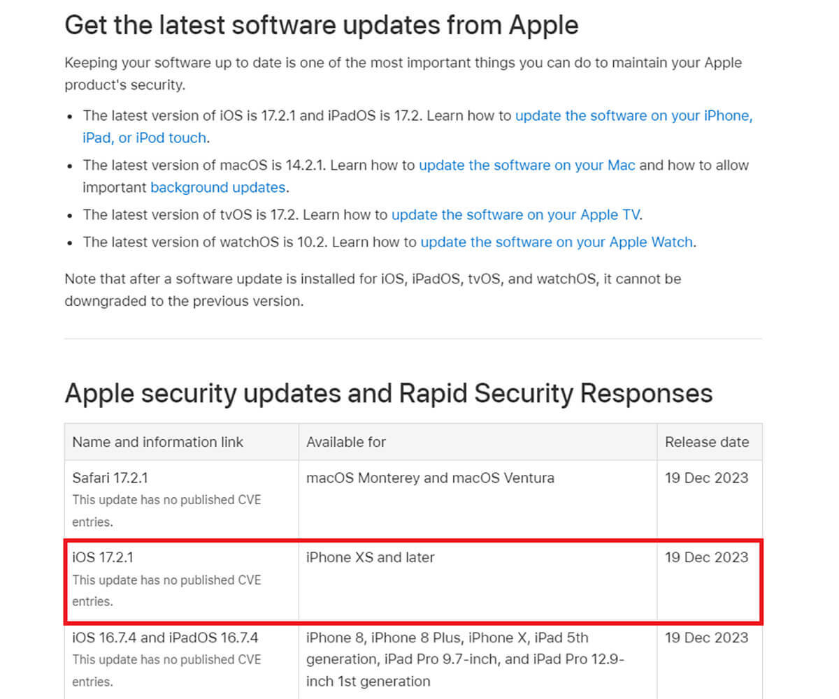 iPhoneの「iOS 17.2.1」アップデートがリリース　バッテリーが速く消耗する不具合を解決！