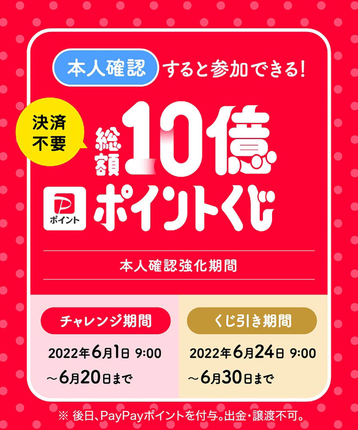 王者PayPay、本人確認するだけで参加できる「総額10億ポイントくじ」開催が話題！