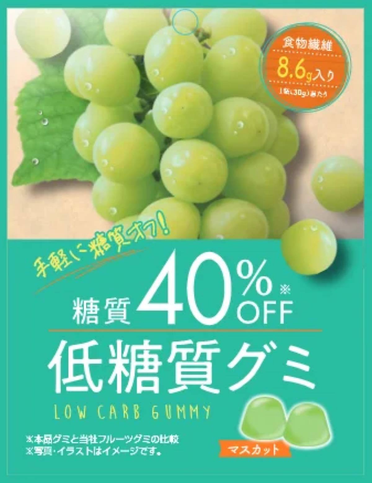 地球と体に優しいグミ誕生！糖質を40%オフした「低糖質グミ　グレープ」と「低糖質グミ　マスカット」を2023年3月20日(月)より発売