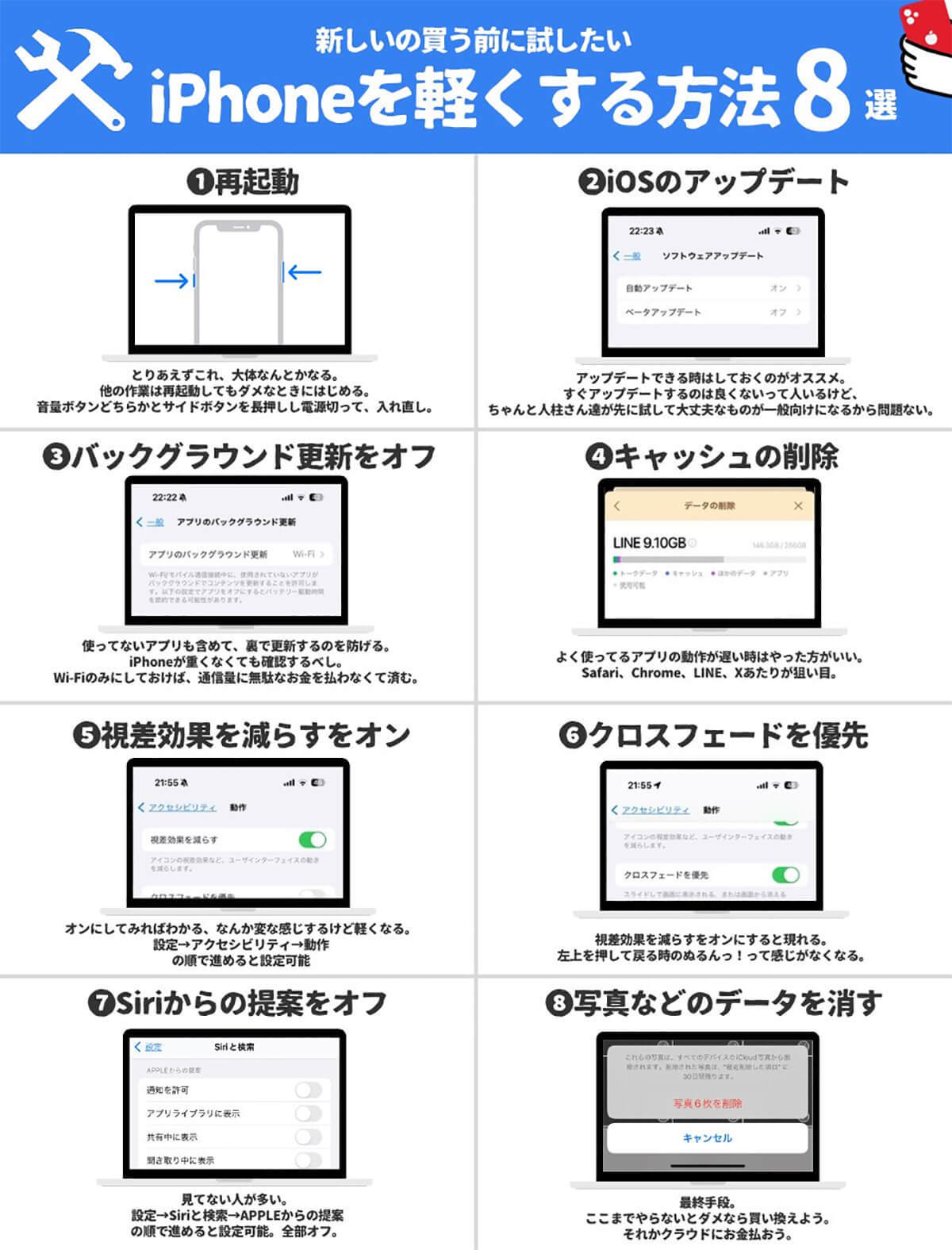 もしかして再起動しかやったことない？　iPhoneの動作が重いときに試してほしい設定方法8選