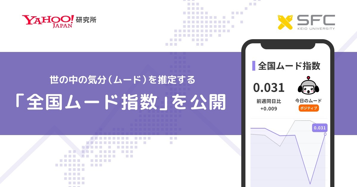 ヤフー、慶應義塾大学SFC研究所と検索ワードを元にした 「全国ムード指数」を公開