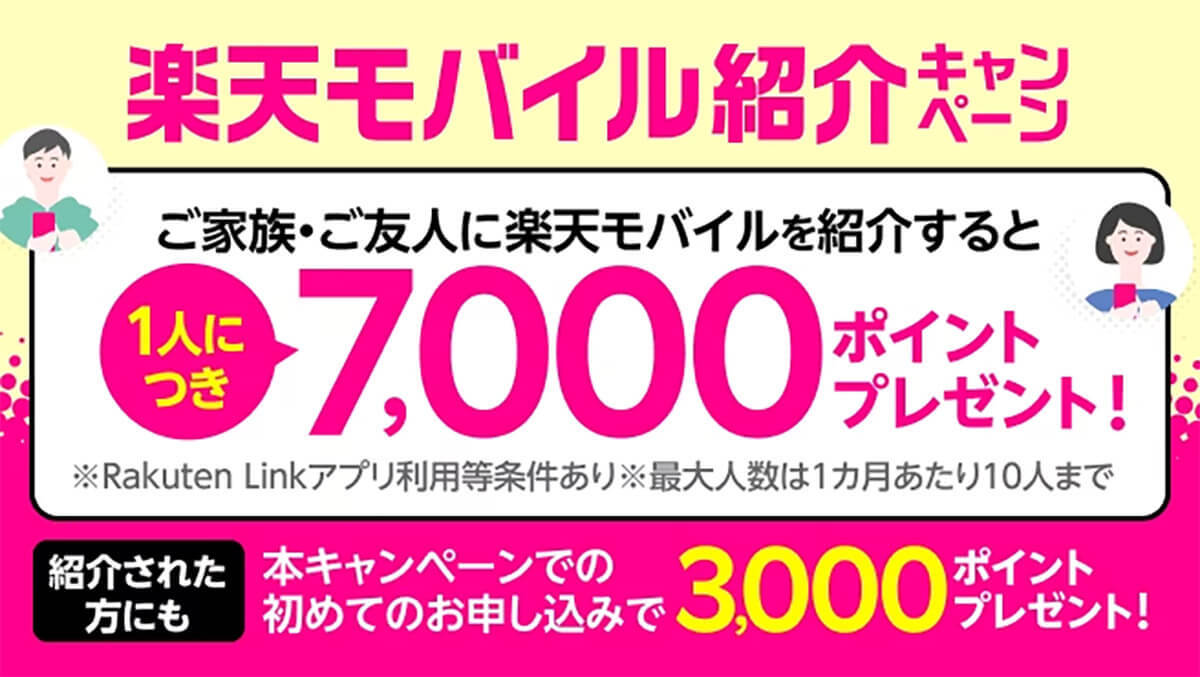 楽天モバイル、1人紹介で7,000ポイントプレゼント開始 – V字回復の起爆剤になるか？