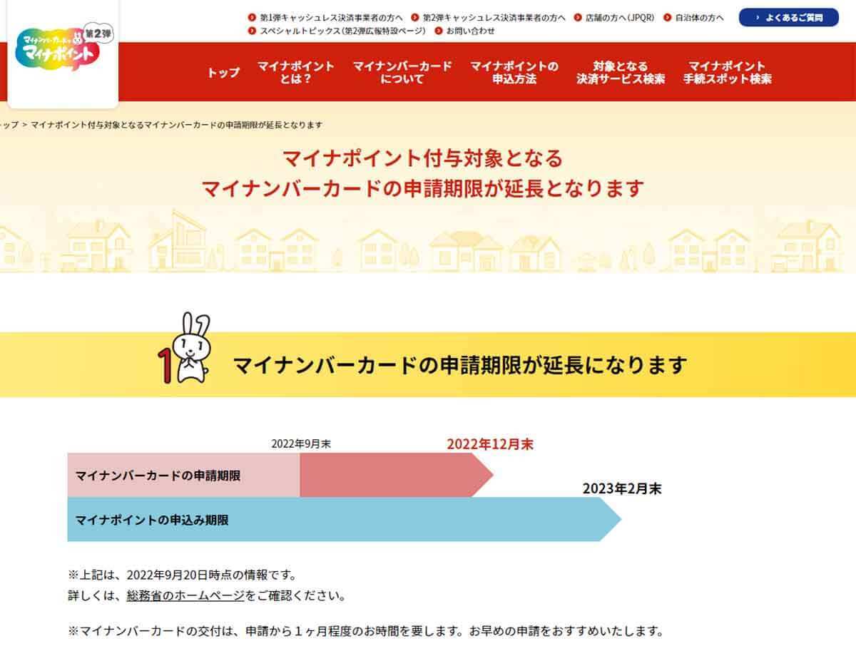 【マイナポイント第2弾】マイナンバーカード取得申請期限が22年12月末まで延長！