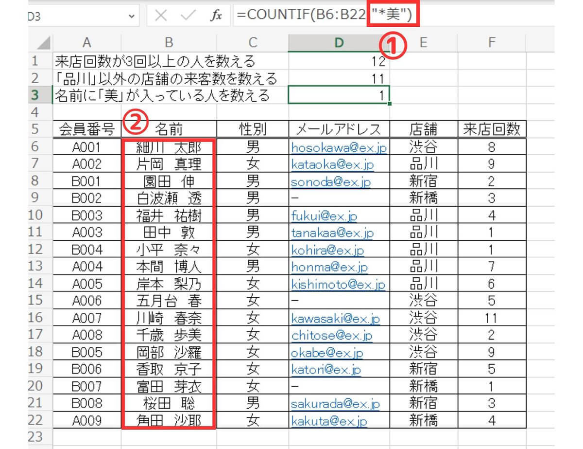 【便利】エクセル「COUNTIF関数」で条件に合うセルを検索・分析する方法と実用例