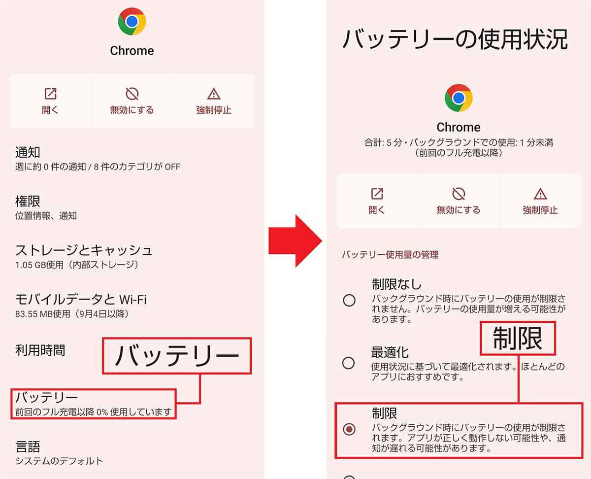 【Android】Chromeの設定を見直してバッテリーの消費を抑える方法