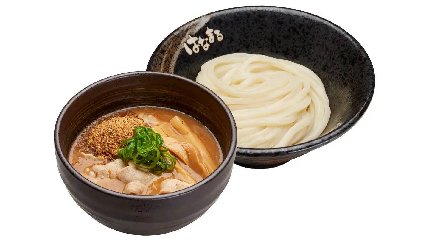 ＼はなまるの新感覚讃岐うどん／「ゆず牛肉つけ麺」 「魚介豚骨つけ麺」ボリュームたっぷり個性派のつけ麺は中サイズがお得！小中サイズ同一価格！！４月４日(木)から期間限定新発売