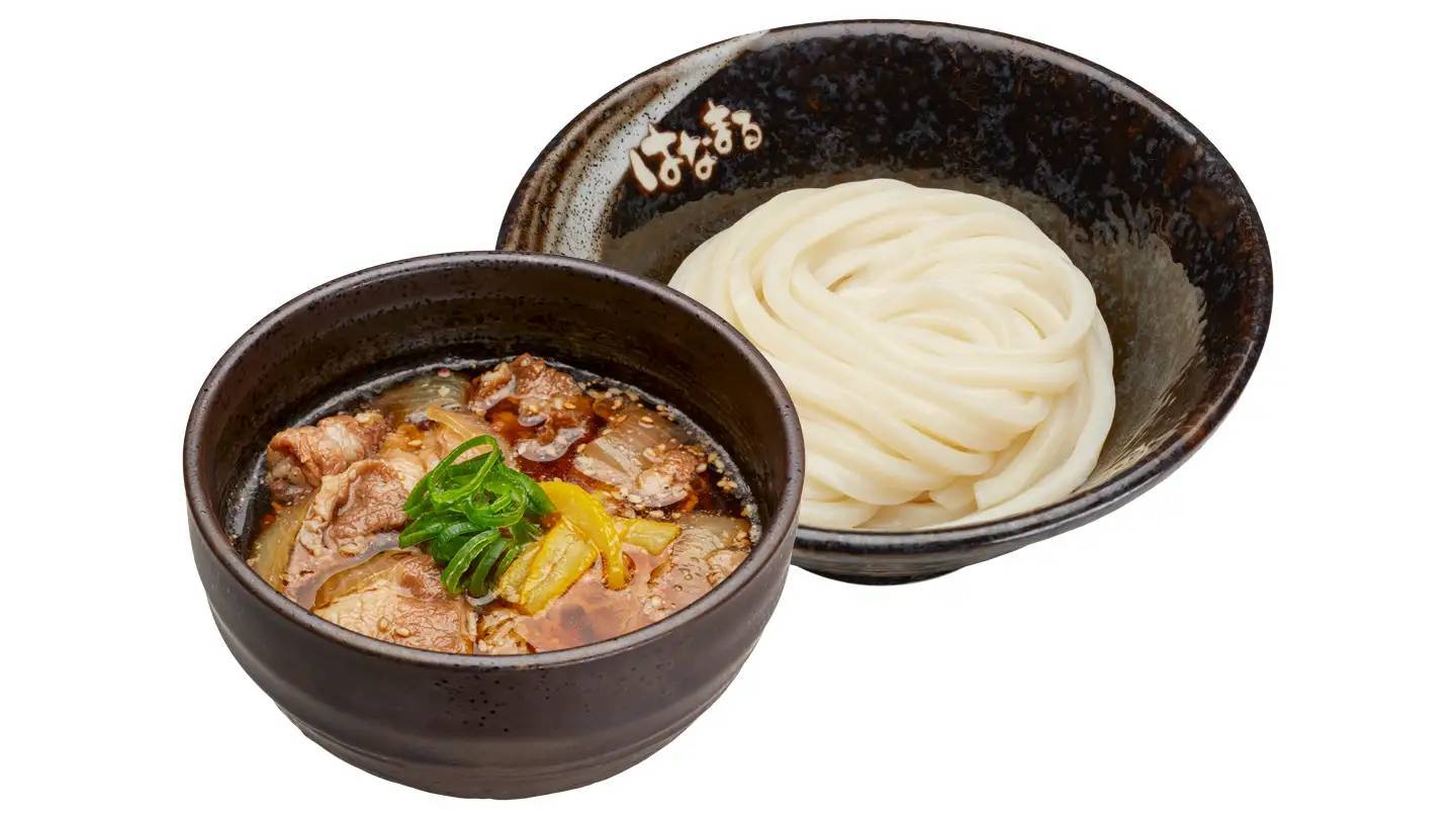 ＼はなまるの新感覚讃岐うどん／「ゆず牛肉つけ麺」 「魚介豚骨つけ麺」ボリュームたっぷり個性派のつけ麺は中サイズがお得！小中サイズ同一価格！！４月４日(木)から期間限定新発売