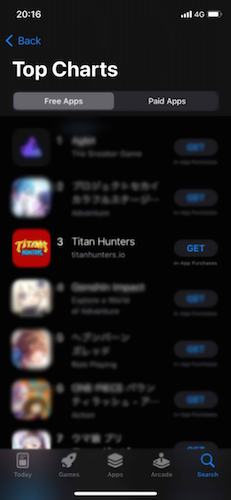 NFT機能がついたモバイルゲーム「Titan Hunters」が リリースから1か月で日本のApp Storeで3位を達成！