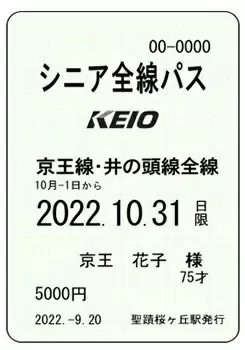 京王線・井の頭線全線乗り放題「シニア全線パス」　期間限定・枚数限定で発売