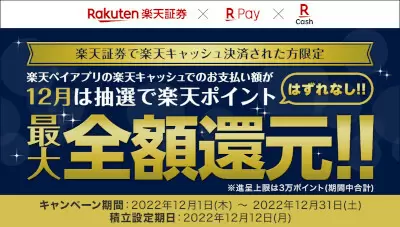 条件を満たす人限定！　楽天ペイ「はずれなし！年末ペイ得キャンペーン」