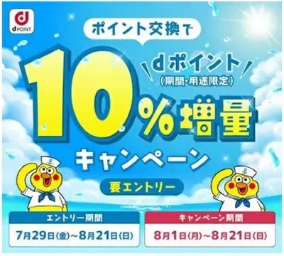 今だけのチャンス！　dポイントへの交換で10％増量