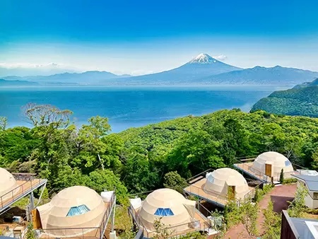 西伊豆の山頂に富士山と駿河湾が一望できる「絶景グランピング」オープン