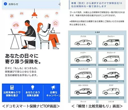 損害保険の比較サイト「ドコモスマート保険ナビ」提供開始　今後dアカウント連携も