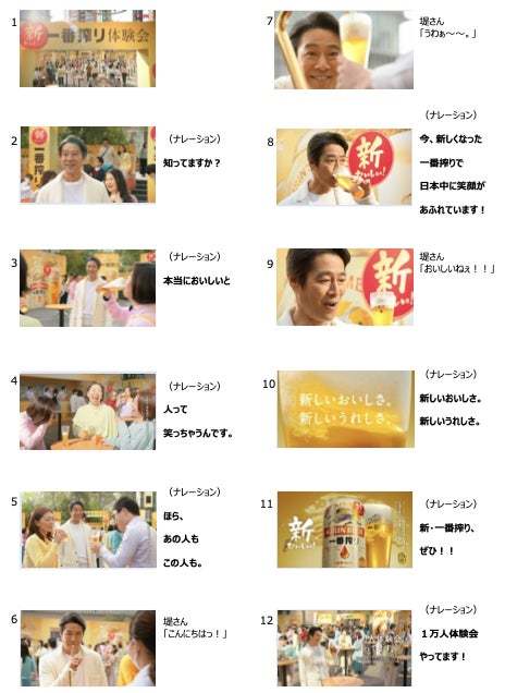 新しいおいしさ。新しいうれしさ。誰も知らない「新・一番搾り」誕生!「新・一番搾り」の体験会に参加した堤真一さん、満島ひかりさんそのとびきり※1のおいしさに驚き、思わず笑顔に!!