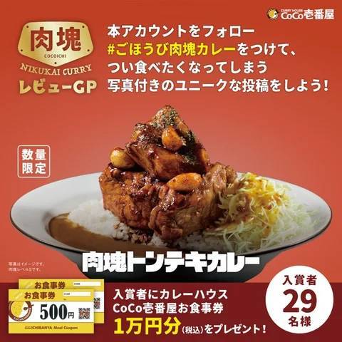 約２週間で完売店舗が続出した「肉塊」シリーズの第２弾！ココイチ、「肉塊トンテキカレー」を5月17日より店舗・数量限定で販売