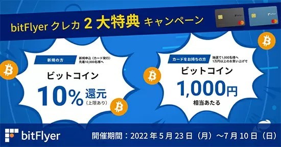 bitFlyerクレカが入会キャンペーン！　先着1万人にビットコイン10％還元