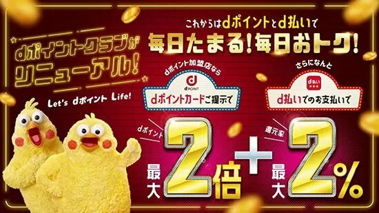 dポイントクラブリニューアル記念　最大全額ポイント還元が当たる！