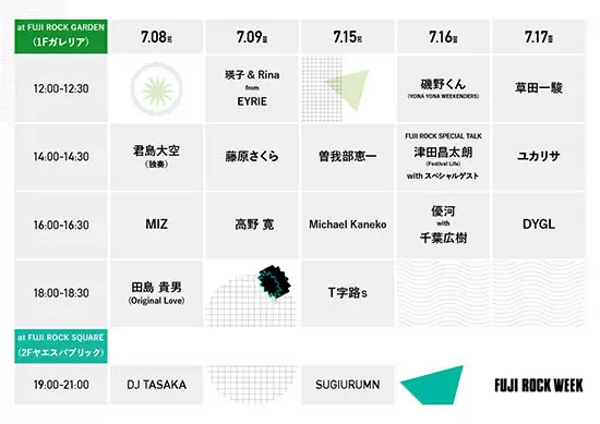 東京でフジロックが楽しめる!? 「FUJI ROCK WEEK at 東京ミッドタウン八重洲」7月8日から
