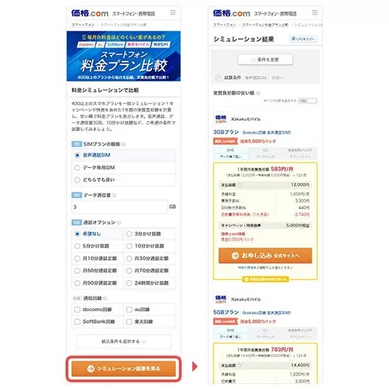 価格.comでスマホ料金プランも比較可能に