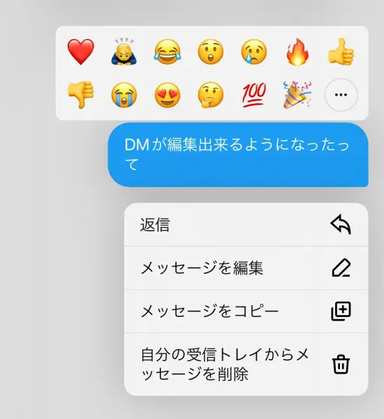 X（Twitter）のDMが編集可能に　iOSのみ対応でその他OSにも順次対応予定