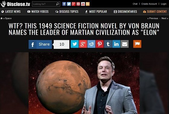 火星文明のリーダーの名前は「イーロン」!! 70年前にナチスV2ロケット開発者がバッチリ予言していた!