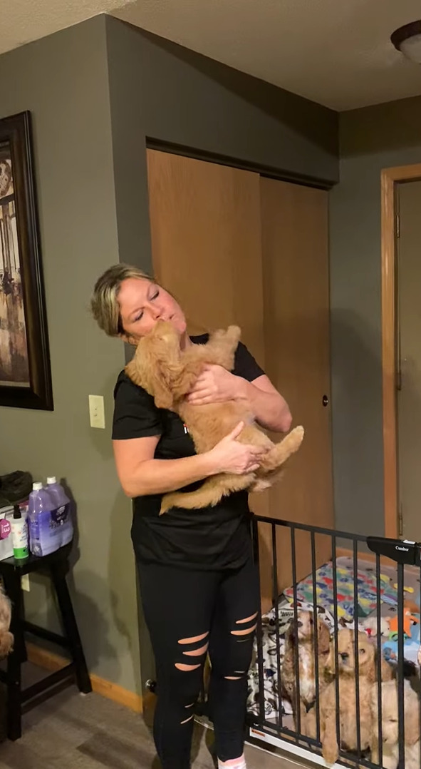 元気な子犬たちのねんねの時間。だっこされると・・、キスしてもらいみんなベッドへ！！