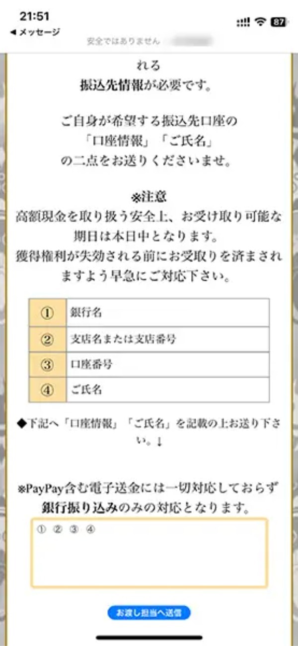 怪しいお金配りアカウントにレッツ突撃　応募してみたらまさかの10億円当選？