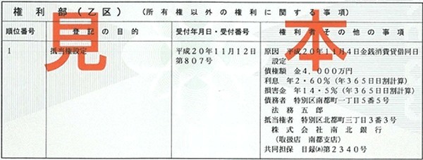 登記簿謄本･登記事項証明書の見方