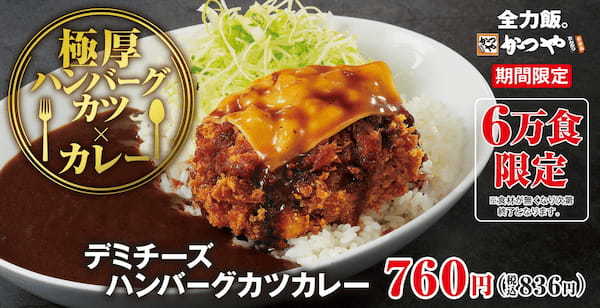 【極厚ハンバーグカツ】とんかつ専門店「かつや」に6万食限定で「デミチーズハンバーグカツカレー」新登場！
