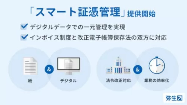 スモールビジネスの法令改正対応と業務デジタル化を支援、弥生の「スマート証憑管理」