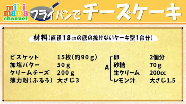 簡単！おいしい！チーズケーキがフライパンで作れちゃう！？みきママの絶品レシピ。