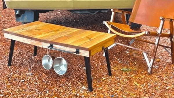 創業100年をこえる木箱製造会社が開発 廃棄パレット素材『折りたたみテーブル』