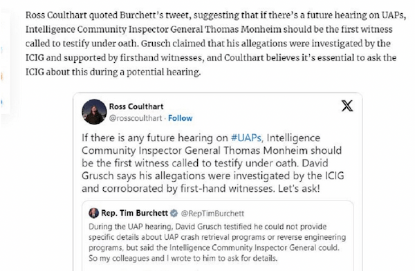 UFO公聴会の証言を元CIA将校、元国防次官補が支持! 次は全UFO情報を握る「ICIG」が公聴会へ?
