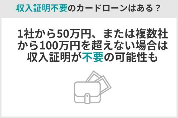 1.収入証明不要のカードローンはある？