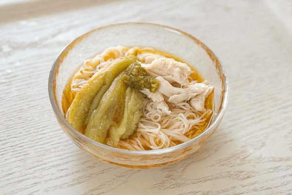 焼きなすの柚子胡椒そうめん