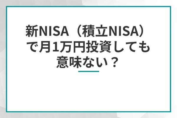 新NISA（積立NISA）で月1万円投資しても意味ない？