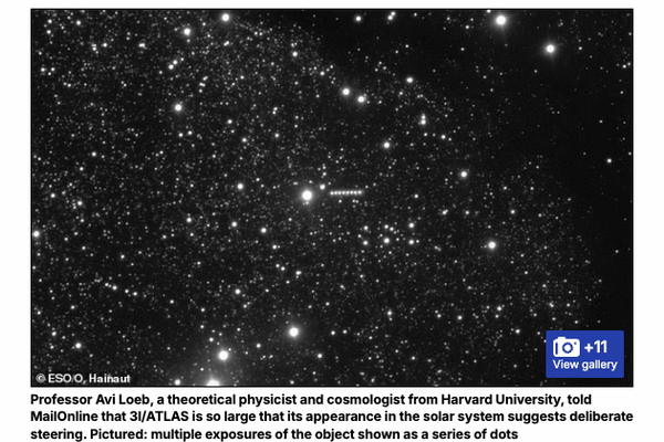 太陽系を“狙って”やって来た!? 恒星間天体『3I/ATLAS』は「異星人の探査機だ」とするハーバード大教授の主張の画像2