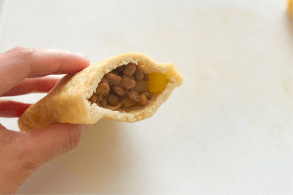 塩納豆の油揚げ包み