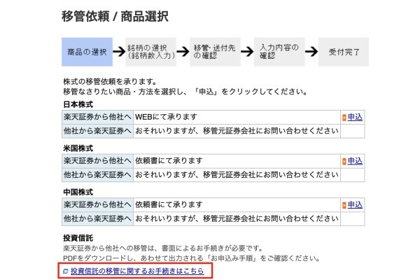 6.楽天証券からSBI証券に移管する手順