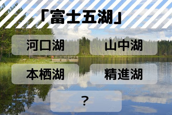 「富士五湖」は河口湖、山中湖、本栖湖、精進湖と何？