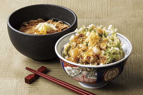【生姜香る】天丼はま田に「あおり烏賊とせりのミニかき揚げ丼と半そばセット」が期間限定で新登場！