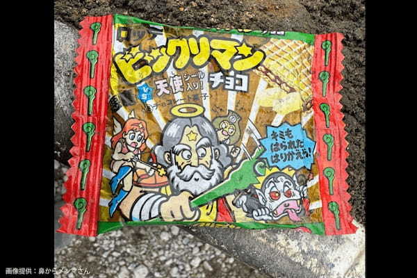 地中から現れたお菓子、とんでもない正体に目を疑う　ロッテも「40年前のビックリマン」と驚き