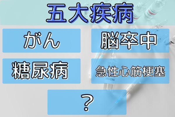 「五大疾病」はガン、脳卒中、急性心筋梗塞、糖尿病と何？