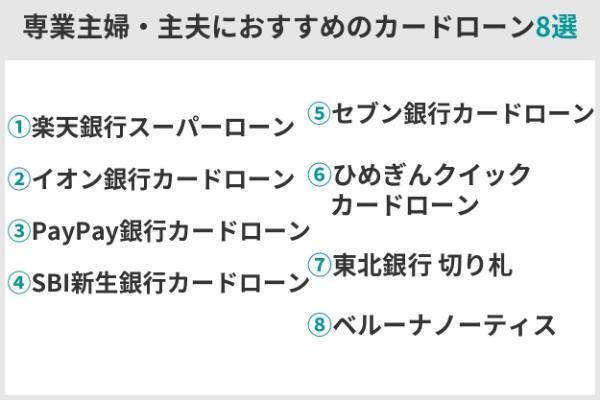 3.専業主婦（主夫）でも借りれるカードローン7選