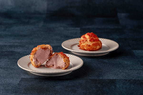 和スイーツ専門店「和楽紅屋」の苺スイーツ。ecute東京店限定のあまおう苺ミルクの焼きたてシューや数量限定のチーズケーキを販売。