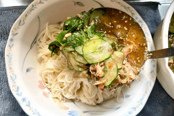 ツナときゅうりのスープそうめん