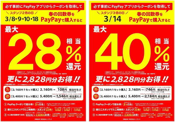 【春の生活応援！】『ぜったいお得な回数券』、PayPay決済で最大5％のPayPayポイント付与でさらにお得！3月8日（金）から数量限定で販売！